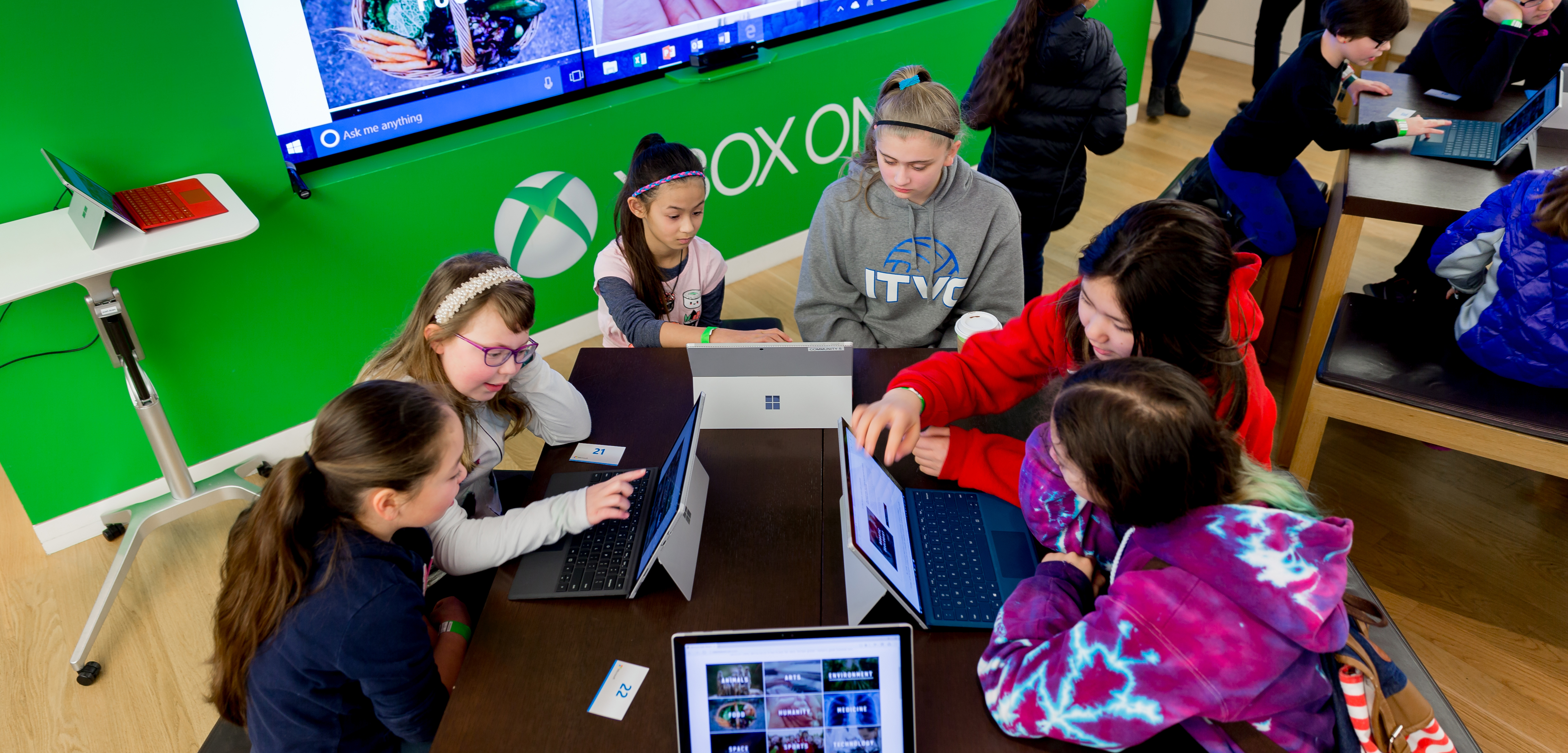 Photo of girls working at computers