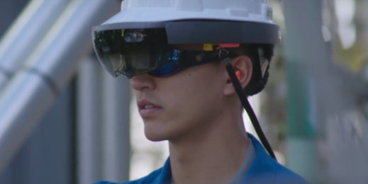 Chevron worker wearing Windows Mixed Reality device