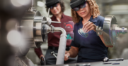 Firstline workers using Mixed Reality on the factory floor