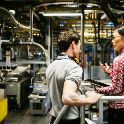 Man and woman on factory floor