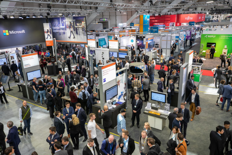 Microsoft booth at Hannover Messe 2019 from above