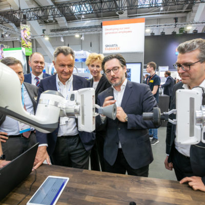 A “Co-bot” demonstration in the Microsoft booth at Hannover Messe 2019