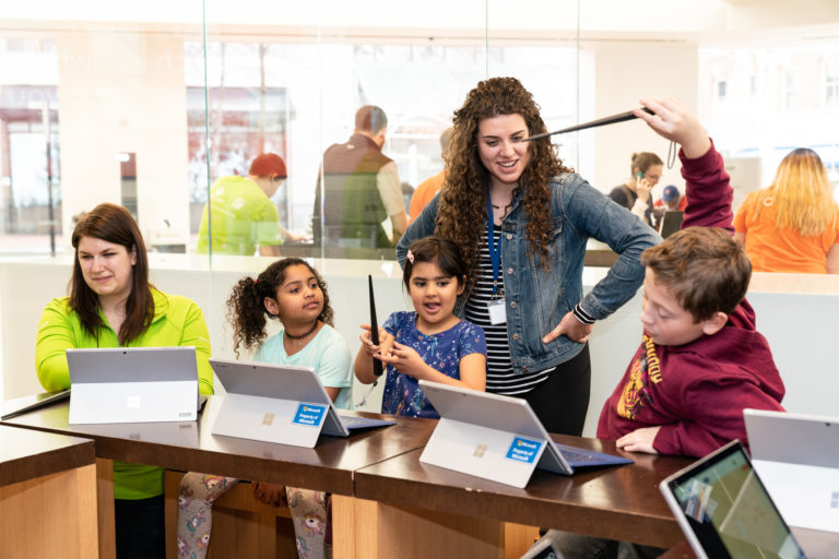 Students participate in a free Summer Camp where they learn to code in the popular world of Harry Potter by casting spells with the Harry Potter Kano Coding kit.