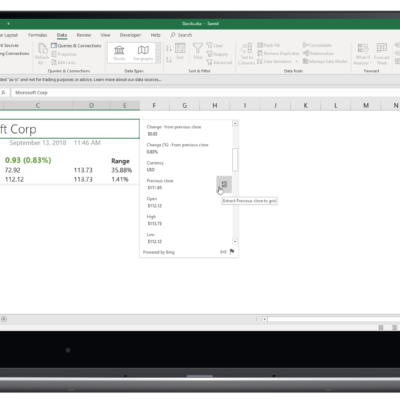 Excel Stock Data Type