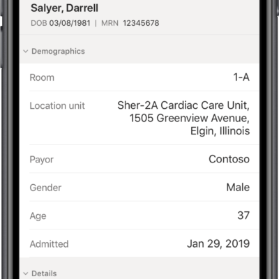 Phone viewing EHR in Teams