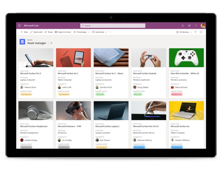 Microsoft Lists: Asset manager in tablet