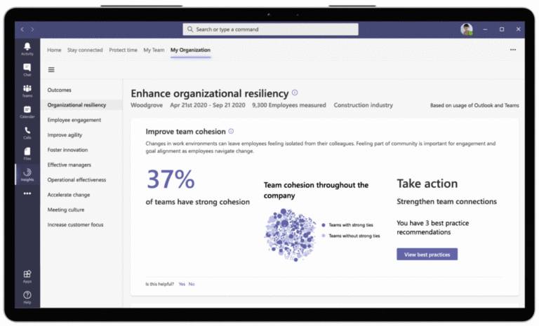 Animation of business continuity report in Teams