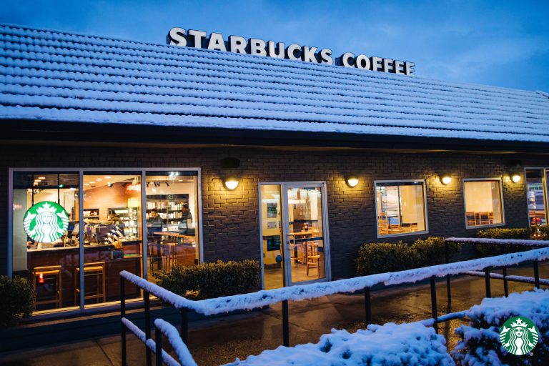 Starbucks store in the snow