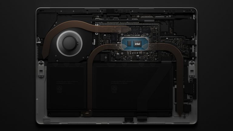 The internal view of a Surface Pro 8 device