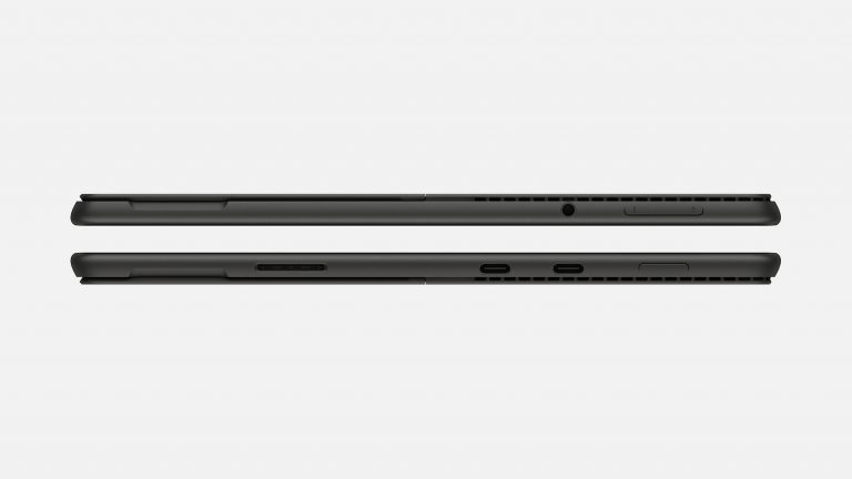 A side profile of two Surface Pro 8 devices