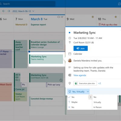 RSVP options for Outlook meeting invitation