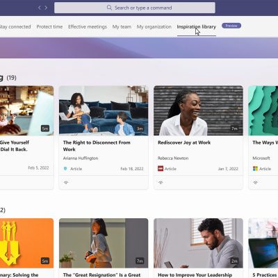 The Inspiration library, available through the Viva Insights app in Teams