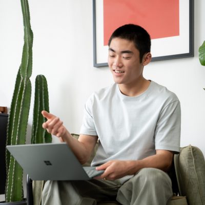 Man using Surface Laptop Go 2