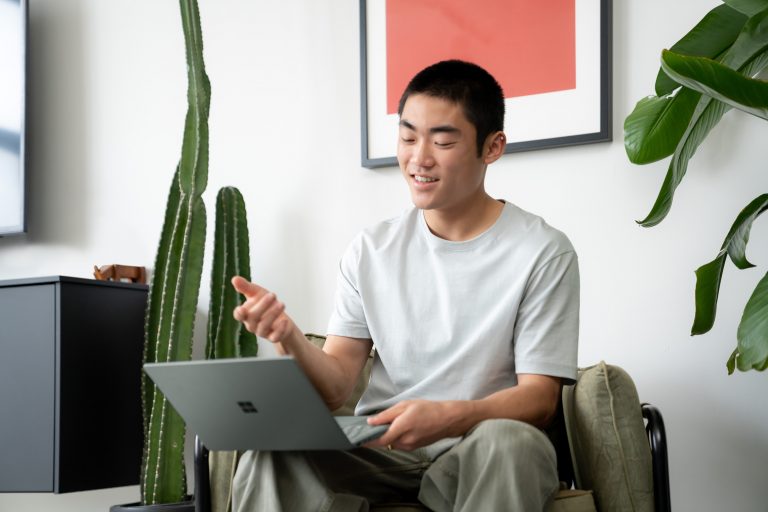 Man using Surface Laptop Go 2