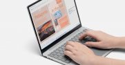 Person using Surface Laptop Go 2 in Platinum