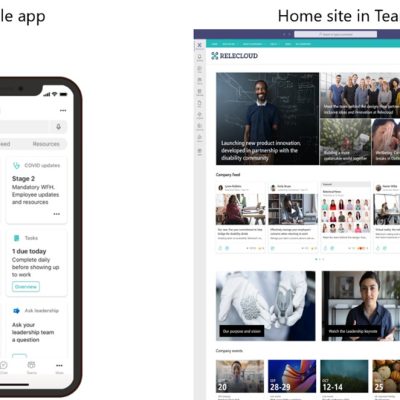 Microsoft Viva Connections app running in both Teams and on a mobile device