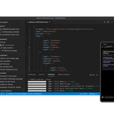 Teams Toolkit for Visual Studio Code and CLI on a desktop and phone