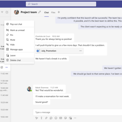 Organize and easily remove chat conversations you no longer need in Microsoft Teams