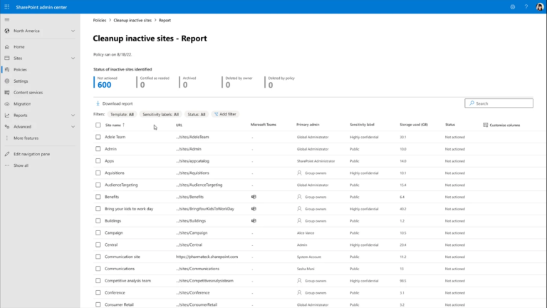 Archiving inactive sites using Microsoft Syntex