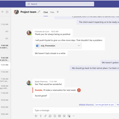 Suggested replies in group chat in Microsoft Teams