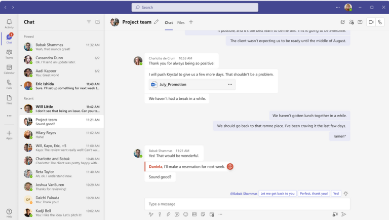 Suggested replies in group chat in Microsoft Teams