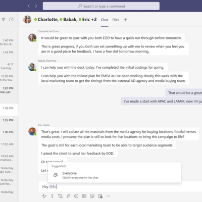 Mention @everyone in Microsoft Teams