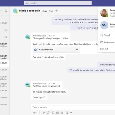 Displaying work hours and location in Microsoft Teams