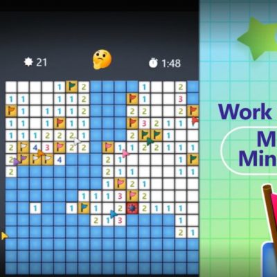 Screenshot shows Microsoft Minesweeper