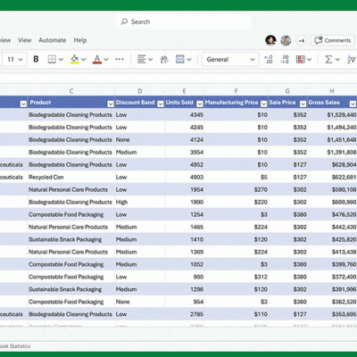 Gifs shows Copilot in Excel