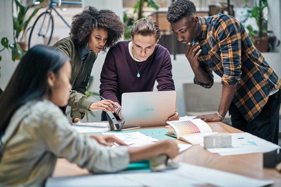 Students at a group discussion