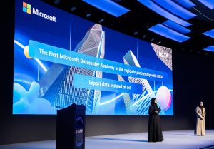 a women presenting on stage
