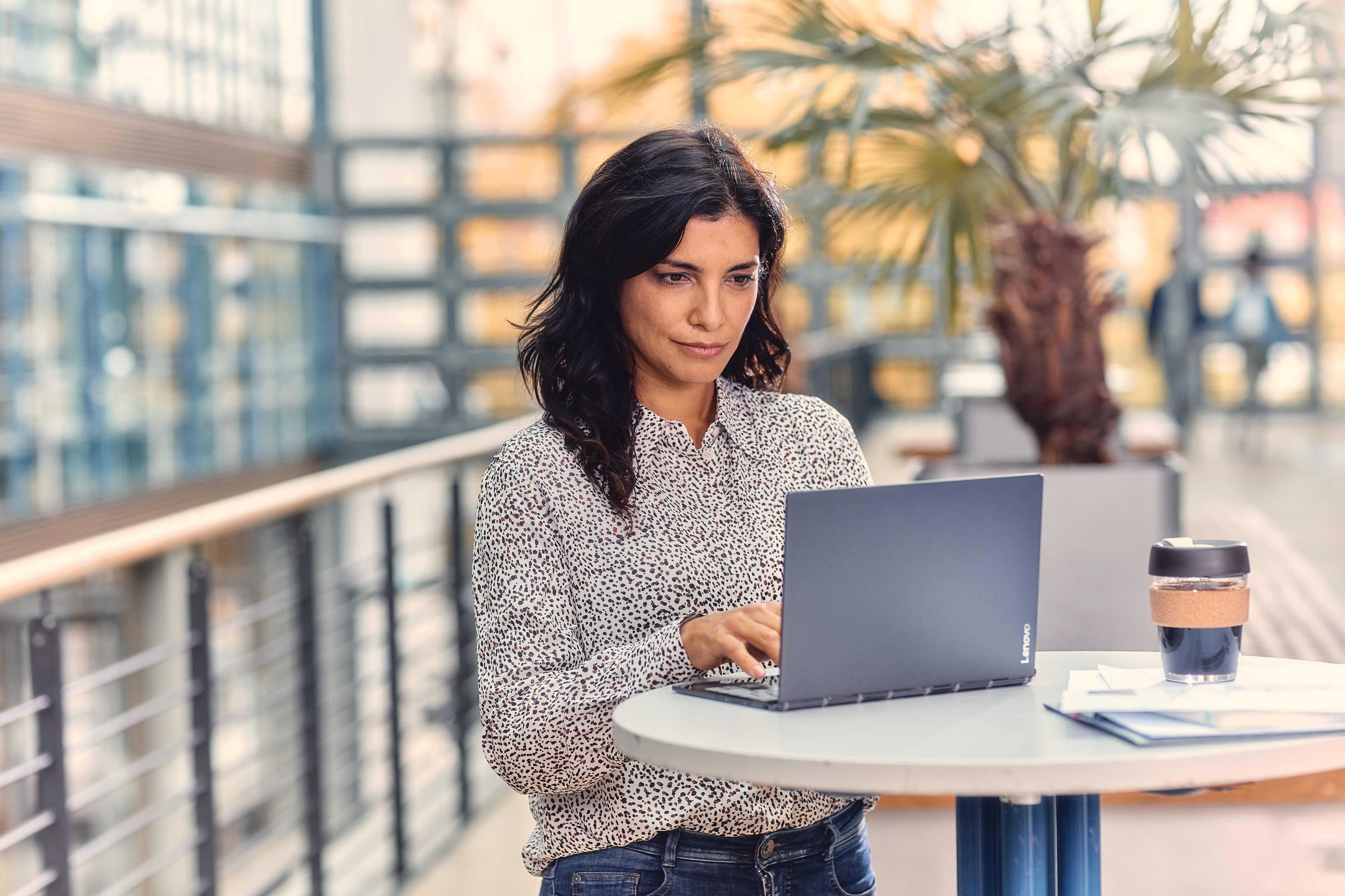 Young woman working on a laptop computer