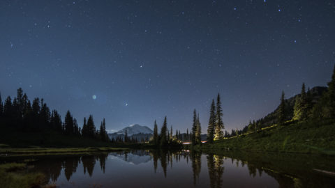 Night view of Mr Rainier