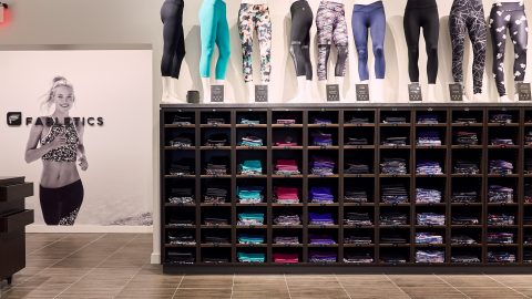 Leggings on display in a Fabletics store.