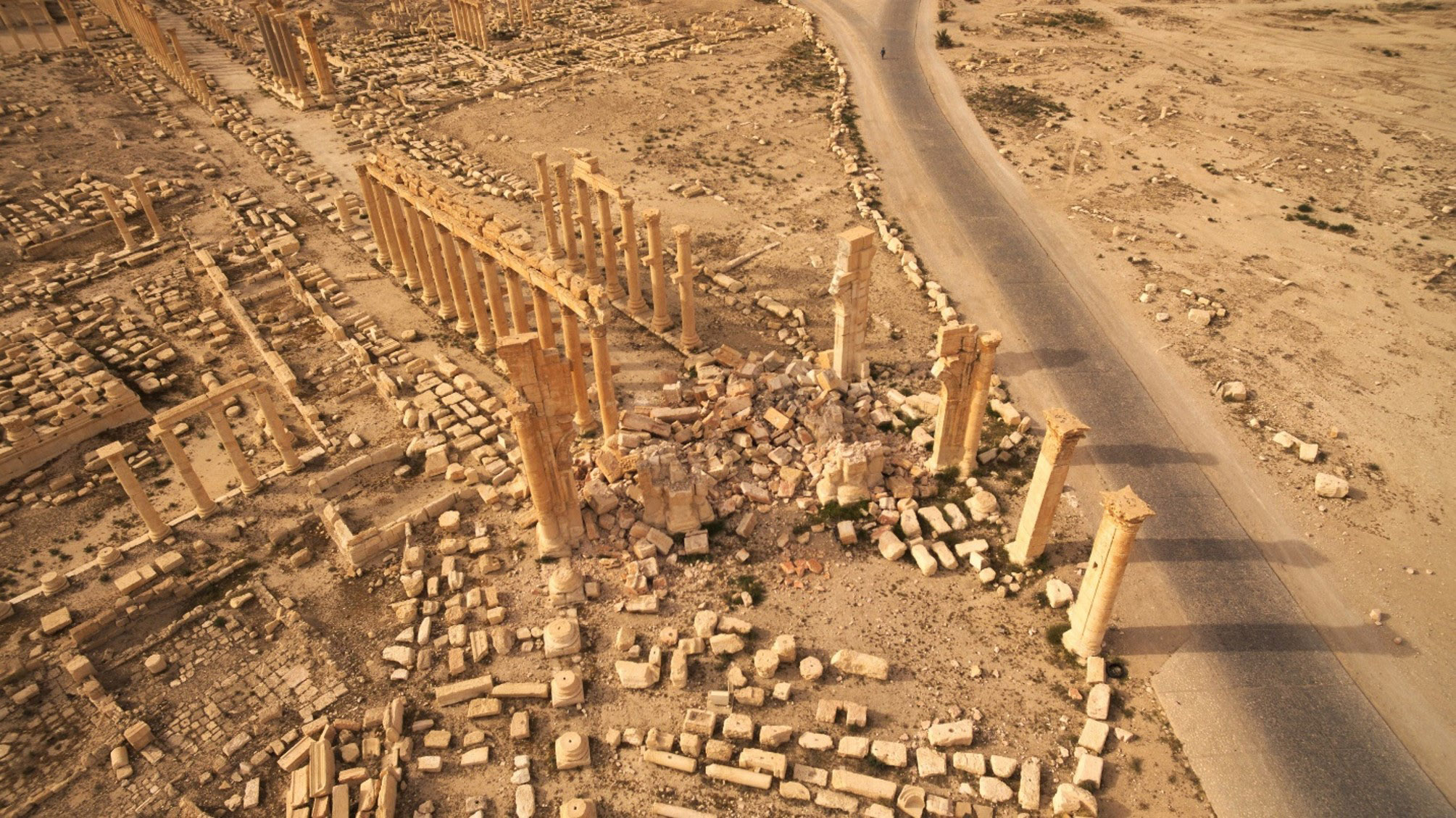 Aerial view of stone ruins