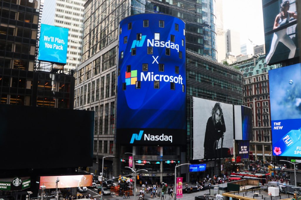 The Nasdaq tower in Times Square.