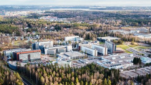 Aerial photo of Nokia headquarters in Espoo, Finland.