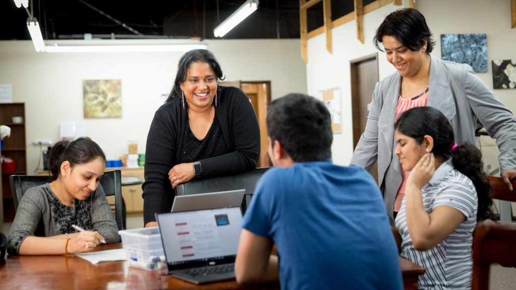 Kal Viswanathan and her students; Photo by Scott Eklund/Red Box Pictures