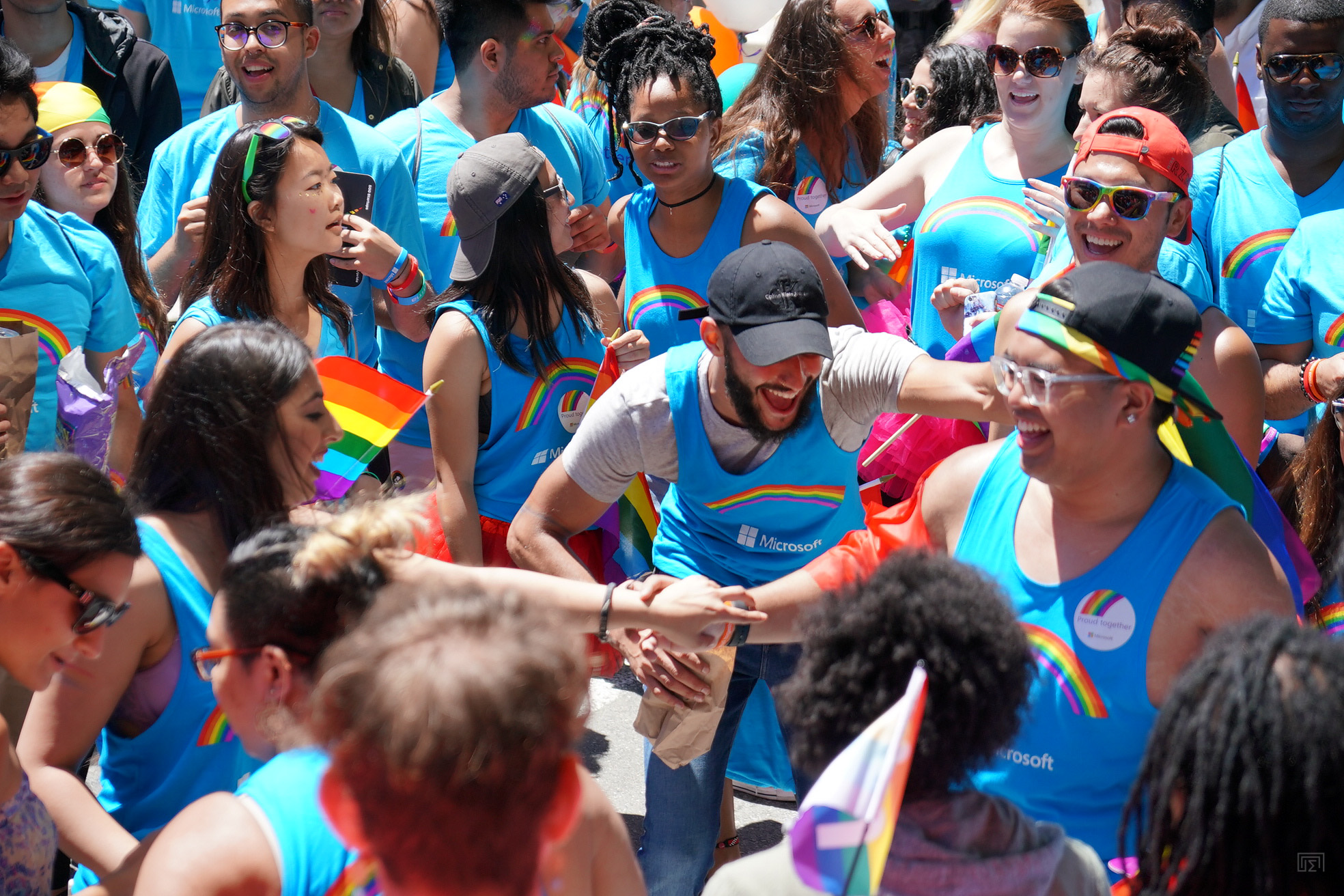 Microsoft employees, friends, and family at the 2017 San Francisco Pride parade