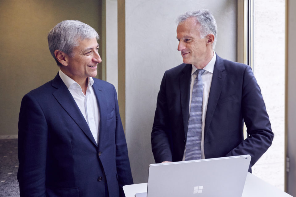 Jean-Philippe Courtois, EVP und President, Microsoft Global Sales, Marketing & Operations und Dr. Christof Mascher, COO und Mitglied des Vorstands der Allianz SE (Quelle: Allianz)