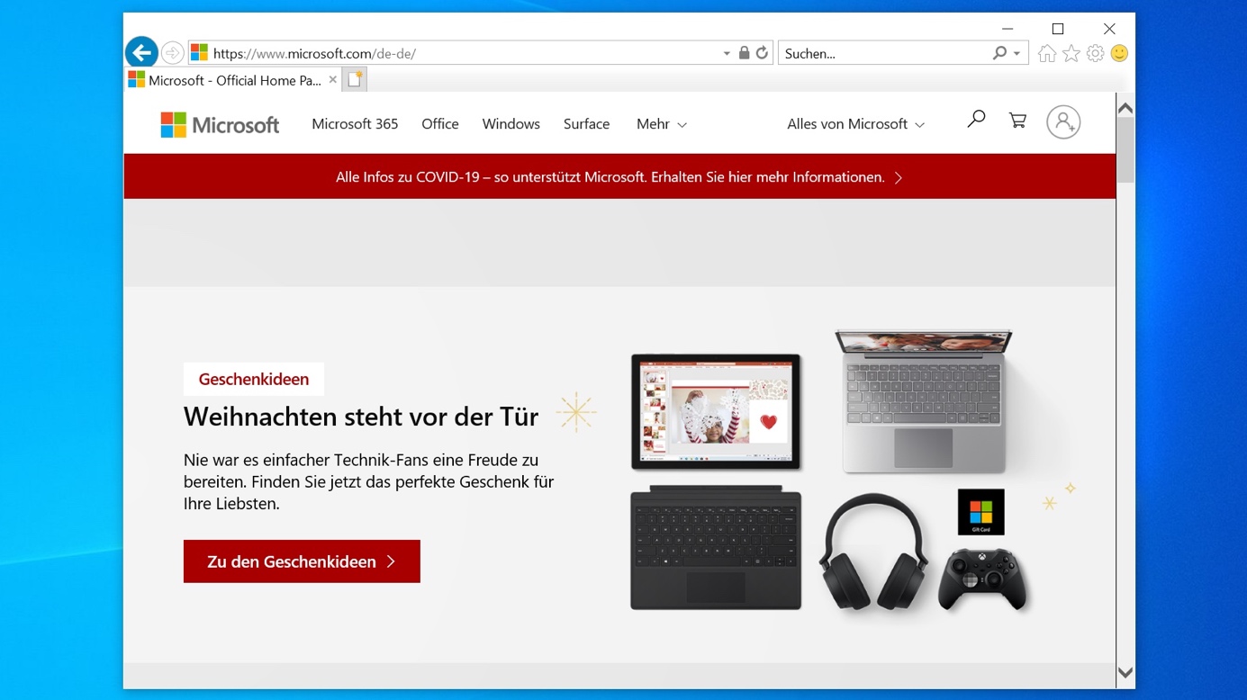 Screenshot vom Internet Explorer