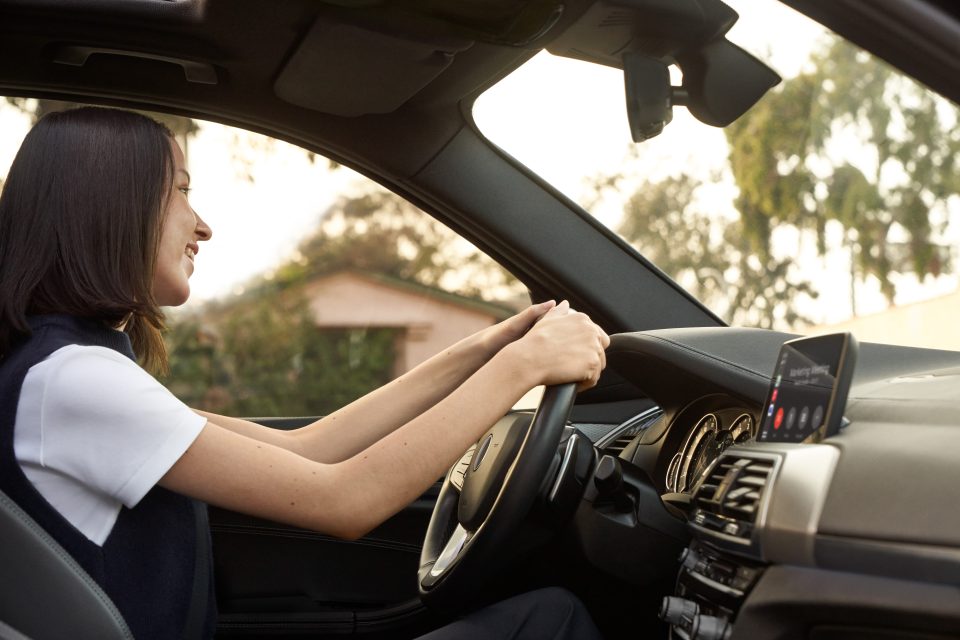 Woman driving a car