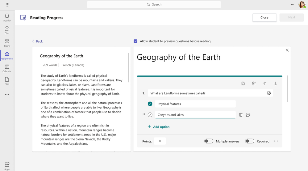 Reading Coach en Lector Inmersivo y nuevas características que llegarán a Reading Progress en Microsoft Teams