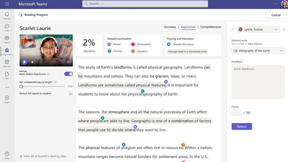 Reading Coach en Lector Inmersivo y nuevas características que llegarán a Reading Progress en Microsoft Teams