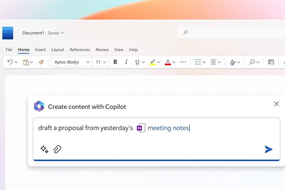 Captura de pantalla de Microsoft 365 Copilot en Microsoft Word