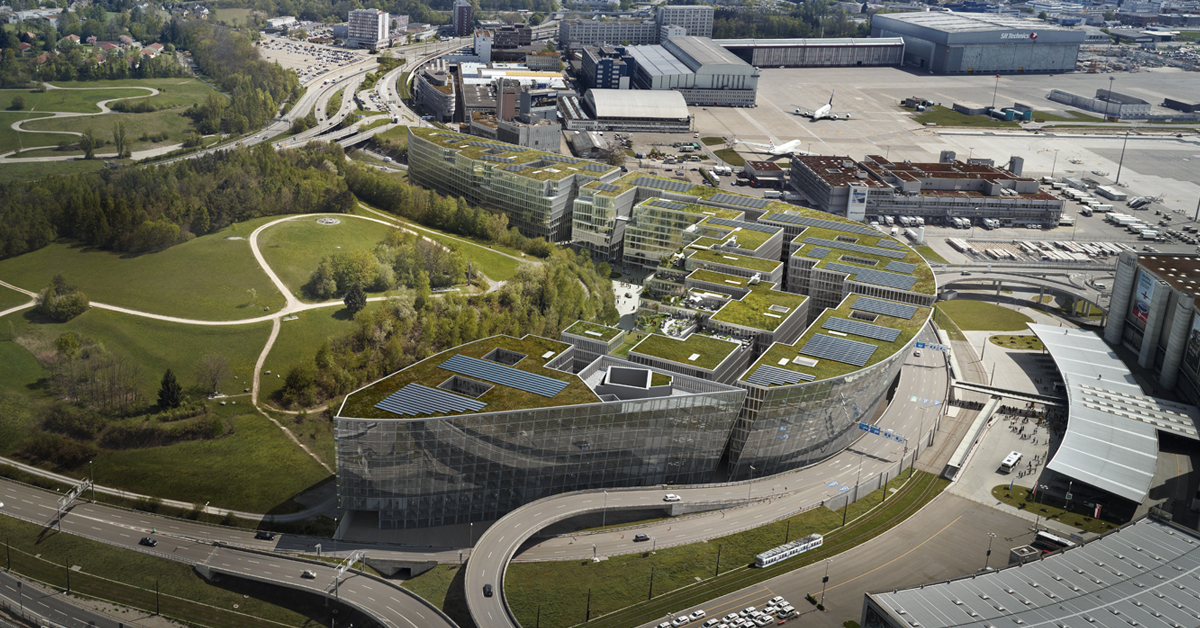 ein Prototyp des Circle Gebäude am Flughafen Zürich