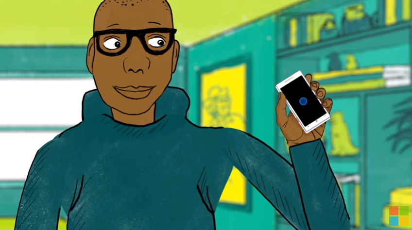 ilustração explainimators homem de óculo com cel na mão