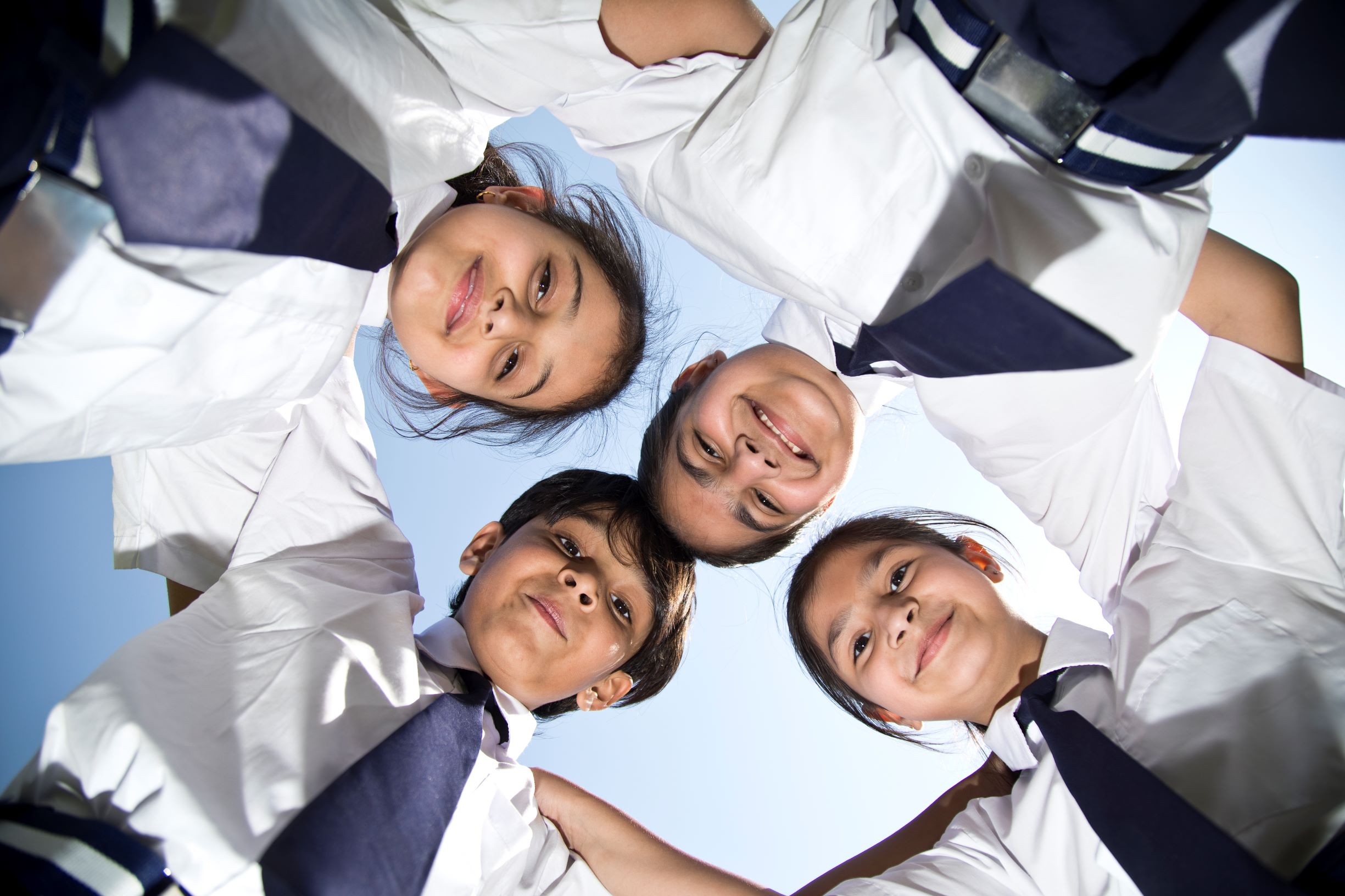 a shot of the students from below