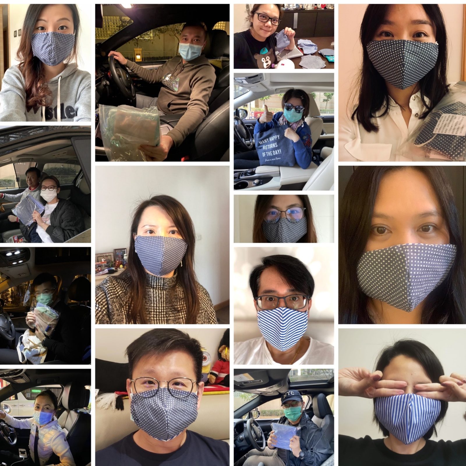 collage of people wearing masks