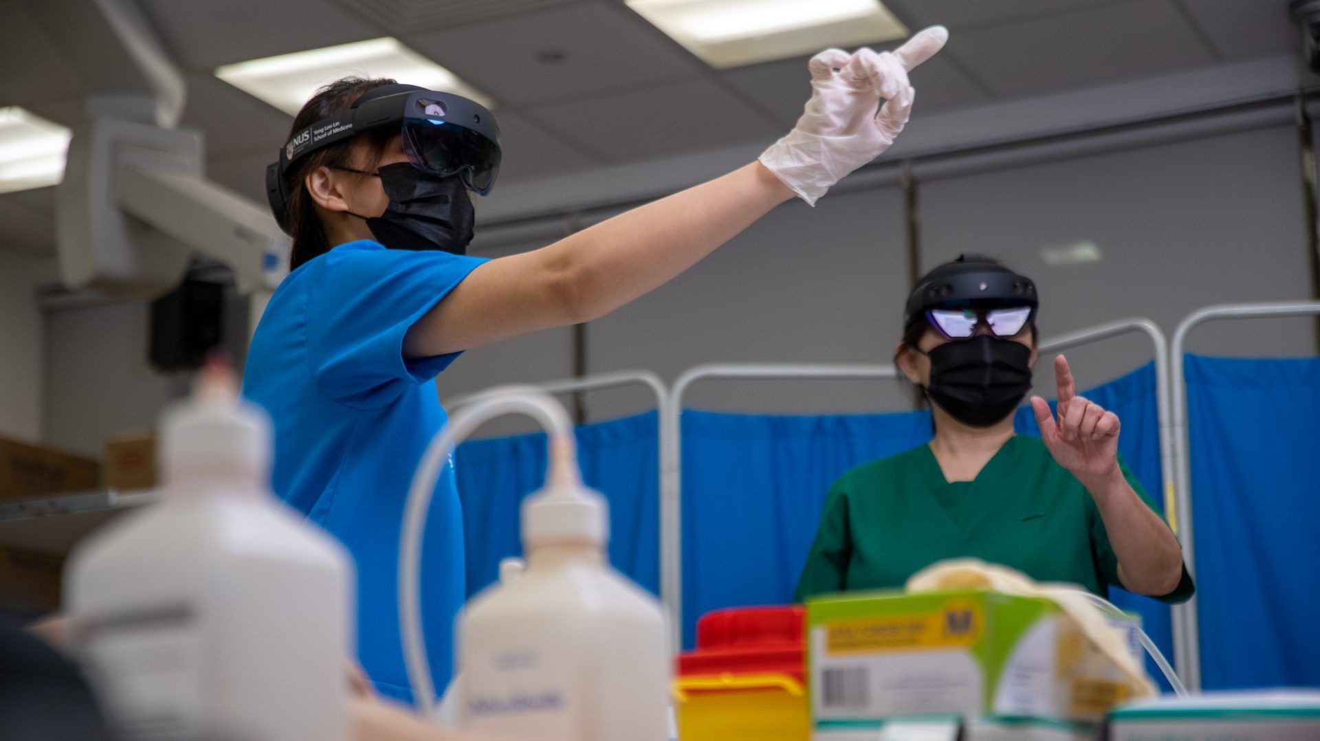 medical worker using a HoloLens device